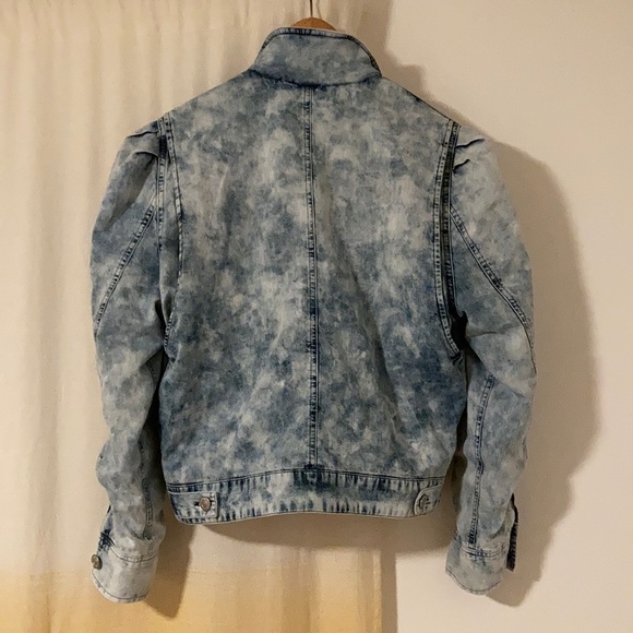 Isabel Marant Etoile Iolinea Acid Wash Jean Denim Puff Sleeve Jacket S/36 - Picture 4 of 12